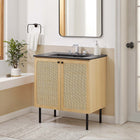 Modway Chaucer 30" Bathroom Vanity - Oak/Black-Metal Cabinet Knobs