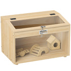 PawHut Hamster Cage with Hut, Seesaw & Ladder - Natural Wood-Spacious design expands hamster living area for comfort