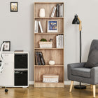 HOMCOM 5-Tier Bookcase with Adjustable Shelves for Living Room, Home Office - Natural Wood-Shelves can be adjusted to meet your different requirements 