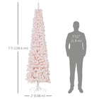 HOMCOM 7.5' Snow-Flocked Pencil Artifical Christmas Tree - Pink-Space-saving pencil shape 