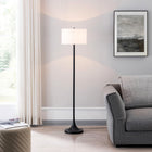 Hudson&Canal Josephine 62" Tall Floor Lamp with Fabric Shade - Blackened Bronze/White-Includes a 8 ft. cord with rotary socket switch