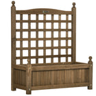 Outsunny Raised Garden Bed with Trellis for Climbing Vines - Coffee-Trellis frame design can place vines or hang small flowerpots
