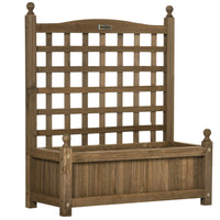 Outsunny Raised Garden Bed with Trellis for Climbing Vines - Coffee-Trellis frame design can place vines or hang small flowerpots
