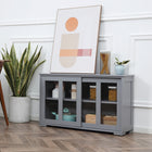 HOMCOM 42" L Stackable Sideboard - Light Grey-The clean lines with elegant tempered glass provide an open, airy feel