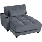 HOMCOM 58" Oversized Upholstered Chaise Lounge Sofa Bed - Dark Grey-Includes a matching pillow for extra comfort and a stylish, layered look