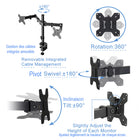 Rocelco DM2 Dual Monitor Mount for Desks and Sit & Stand Desk Risers-Made of high quality metal