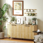 HOMCOM 55.1" L Fluted Sideboard Buffet Cabinet with Storage - Natural Wood-Two three-level adjustable shelves customize storage to your needs