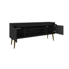 Manhattan Comfort Bradley 62.99" Mid-Century Modern TV Stand - Black-Fashionable Splayed Legs made from Solid Wood for Extra Durability