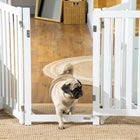 PawHut 3-Panel Foldable Dog Gate with Feet - White-Colour: White 