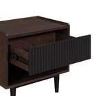 Manhattan Comfort Duane 20.23" Mid-Century Modern Nightstand 2-Piece Set - Dark Brown/Black-Iron Metal Feet for Fashion and Durability