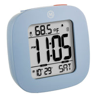 Marathon Compact Alarm Clock with Temperature and Date - Blue (CL030058BL)-Features a large high quality display with enhanced contrast for maximum legibility.