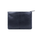 Ashlin Designer Emerson Natural Milled Cowhide Large Leather Pouch for 11" iPad/MacBook - Navy Blue-Comes with a YKK metal zipper enclosure with a leather puller