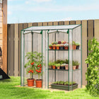 Outsunny Mini Greenhouse with 3 Shelves - 2 Roll-up Doors- Two independent roll-up doors with ties offer easy access and help regulate temperature
 