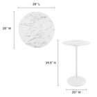 Modway Lippa 28" Round Faux Marble Bar Table - White-Artificial Marble Tabletop