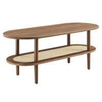 Modway Torus Oval Coffee Table - Walnut-Oval, Two-Tier Design