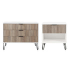 Manhattan Comfort DUMBO Modern 1-Drawer Nightstand and 3-Drawer Dresser Set - White/Rustic Grey-Modern-Contemporary with a taste of Glam Bedroom Dresser Set. Includes 1 Standard Dresser and 1 Nightstand 1.0.