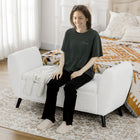 HOMCOM Upholstered Storage Bench with Armrests - Cream White-Breathable fabric and padded arms deliver comfort