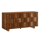 Modway Foundry Woven Design Buffet Storage Cabinet - 71" - in Walnut-71" Woven Pattern Sideboard Cabinet