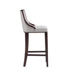 Manhattan Comfort Fifth Avenue 19" Traditional Faux Leather Upholstered Barstool - Light Grey-Includes Footrest Base