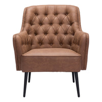 Zuo Tasmania Accent Chair - Vintage Brown-Plush and durable faux leather fabric