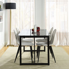 Homy Casa Charlton Upholstered Dining Chair - Ivory Beige Fabric  with Black Metal Legs - 4 Pack-Versatile Style: Complements a variety of interior decor styles, from modern to contemporary.
