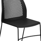 Flash Furniture HERCULES Series Black Stack Chair with Air-Vent Back & Black Powder Coated Sled Base-Black Powder Coated Sled Base Frame with Plastic Floor Glides