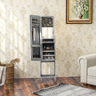 HOMCOM Freestanding Mirror Jewelry Cabinet - 11.75" L x 57.5" W x 14.25" H - Grey-Constructed of high quality MDF board for long lasting use 