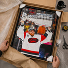 Frameworth Frederik Andersen 20" H x 29" W Framed Canvas Carolina Hurricanes 2026 Stanley Cup Champions Framed - Officially Licensed NHL/NHLPA-6