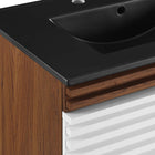 Modway Render 30" Wall-Mount Bathroom Vanity - White/Walnut/Black-Fixtures Not Included