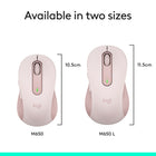 Logitech Signature M650 Wireless Mouse - Rose-Click noise reduced by over 90 percent compared to Logitech M185. Left click and typing dBA level measured by an independent lab at 1 meter.