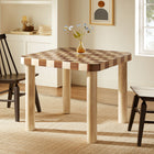 Modway Oscar 36" Square Checkered Dining Table - Oak and Walnut-Chess or Checkers Game Table