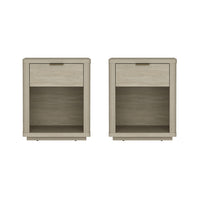 Manhattan Comfort Evelyn 20" Modern 1-Drawer Nightstand 2-Piece Set - Natural-Modern Nightstand for Bedroom and Living Room Use. Set of 2