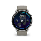 Garmin Venu 4 Smartwatch - 45 mm - Silver with Silver Gray Silicone Band-Health status (new): See whether your health metrics — such as resting heart rate, HRV, skin temperature and Pulse Ox while sleeping — are trending away from your usual range, which could indicate added stress to your body. These changes could be related to physical activity levels, environment, stress, alcohol intake, potential illness, and more. This feature is currently available in beta
