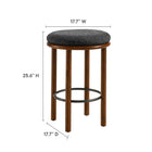 Modway Fable Boucle Fabric Counter Stools - Walnut Charcoal - Set of 2-Round Padded Seat