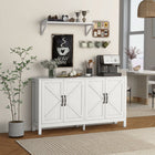 HOMCOM 60" L Farmhouse Kitchen Storage Cabinet - White-Adjustable shelf to fit items of diverse sizes
