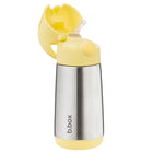 b.box - Insulated Drink Bottle - 350ml - Lemon Twist-Leak-proof straw lid with push-button opening for little hands