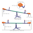 Outsunny Metal Kids 2-Seat Seesaw with 360 Degree Rotation - Multicoloured-Adjustable length can be adjusted by screws in two lengths 