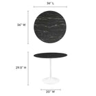 Modway Lippa 36" Round Faux Marble Dining Table - White Black-Artificial Marble Tabletop