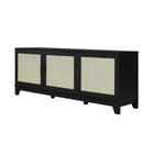 Manhattan Comfort Sheridan 62.99" Mid-Century Modern TV Stand - Black-Lifted Framed Solid Wood Legs for Fashion and Durability