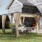 Outsunny Retractable Pergola Canopy with Sidewalls - 10' x 10' - Beige-Robust metal frame of this pergola is rust-resistant, great for outdoor use 