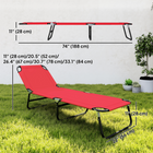 Outsunny Folding Lounge Chair - 5 Position Sun Tanning Chair - Red-Load-bearing, water-safe powder-coated steel