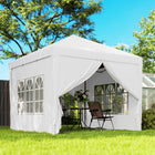Outsunny 10' ft W x 10 ft L Outdoor Pop Up Party Tent with Carrying Bag - White-A piece instant frame sets up in seconds, simply expand to open