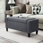 HOMCOM Linen-Touch Fabric Storage Bench with Flip Top - Dark Grey-High-density sponge and premium linen leather cover gives it extra soft and comfortable for sitting