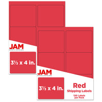 JAM Paper Mailing Address Labels - 3 1/3 x 4 - Red - 2 sets of 120-Red
