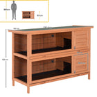 PawHut 2-Tier Wooden Rabbit Hutch - Orange -2 Stacked individual cages with 4 doors for easy reach to the animals 