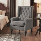 HOMCOM Fabric Accent Chair with Wood Legs - Rolled Arms for Bedroom - Charcoal Grey-Painted finished wood legs with non-slip footpads offer extra balance
