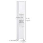 HOMCOM Slim Bathroom Storage Cabinet with Two Doors and Adjustable Shelf - White-Adjustable cabinet shelf for easy adjustment    