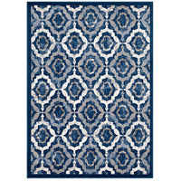Modway Kalinda Rustic Vintage Moroccan Trellis Area Rug - 5 ft W x 8 ft L - Beige Moroccan Blue/Ivory-Vintage Moroccan Trellis Area Rug