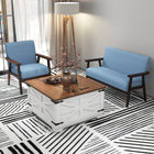 HOMCOM Modern Accent Chair with Cushioned Seat - Wood Legs for Bedroom - Blue-Place it wherever you want, whether it is in the living room, bedroom, or dining room
