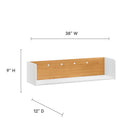 Modway Kinetic 49" Wall-Mount Office Desk With Cabinet and Shelf - White Natural-Magnetic-Close Doors